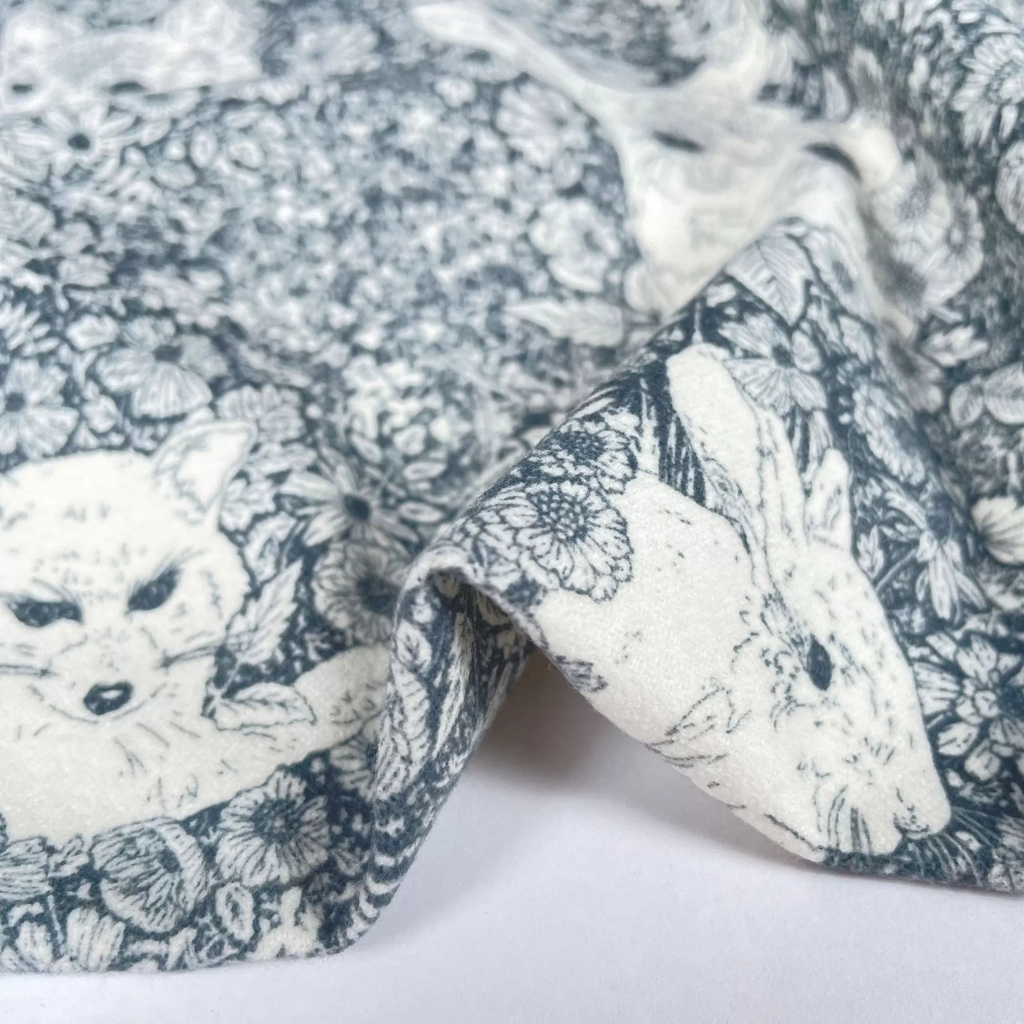 Cotton Flannel Fabric in Walking With Bear