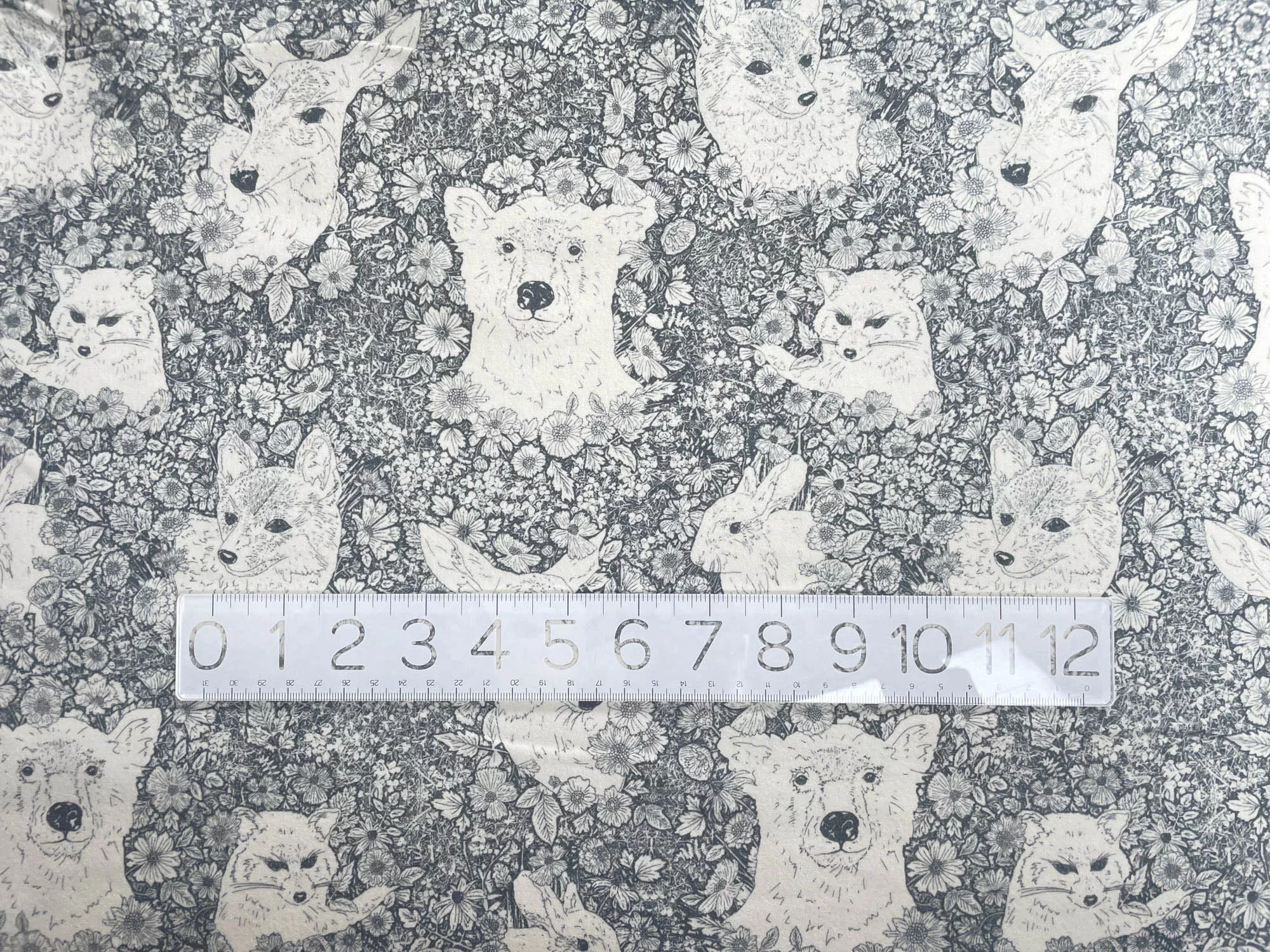 Cotton Flannel Fabric in Walking With Bear