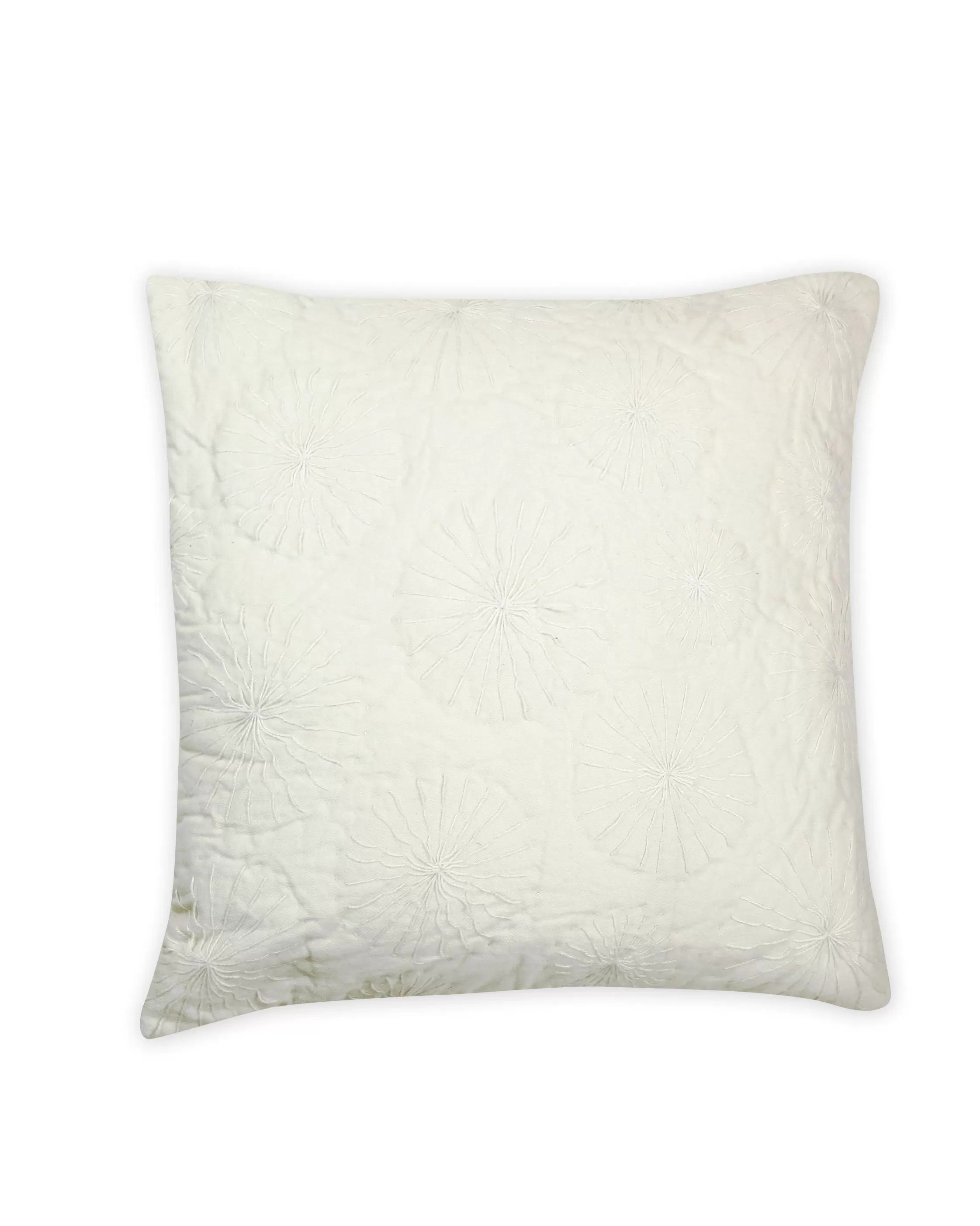 Cream Cotton Embroidered Cushion