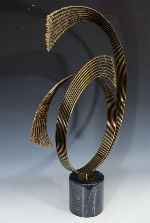 Curtis Jere Mid-Century Brass and Marble "Spray" Sculpture