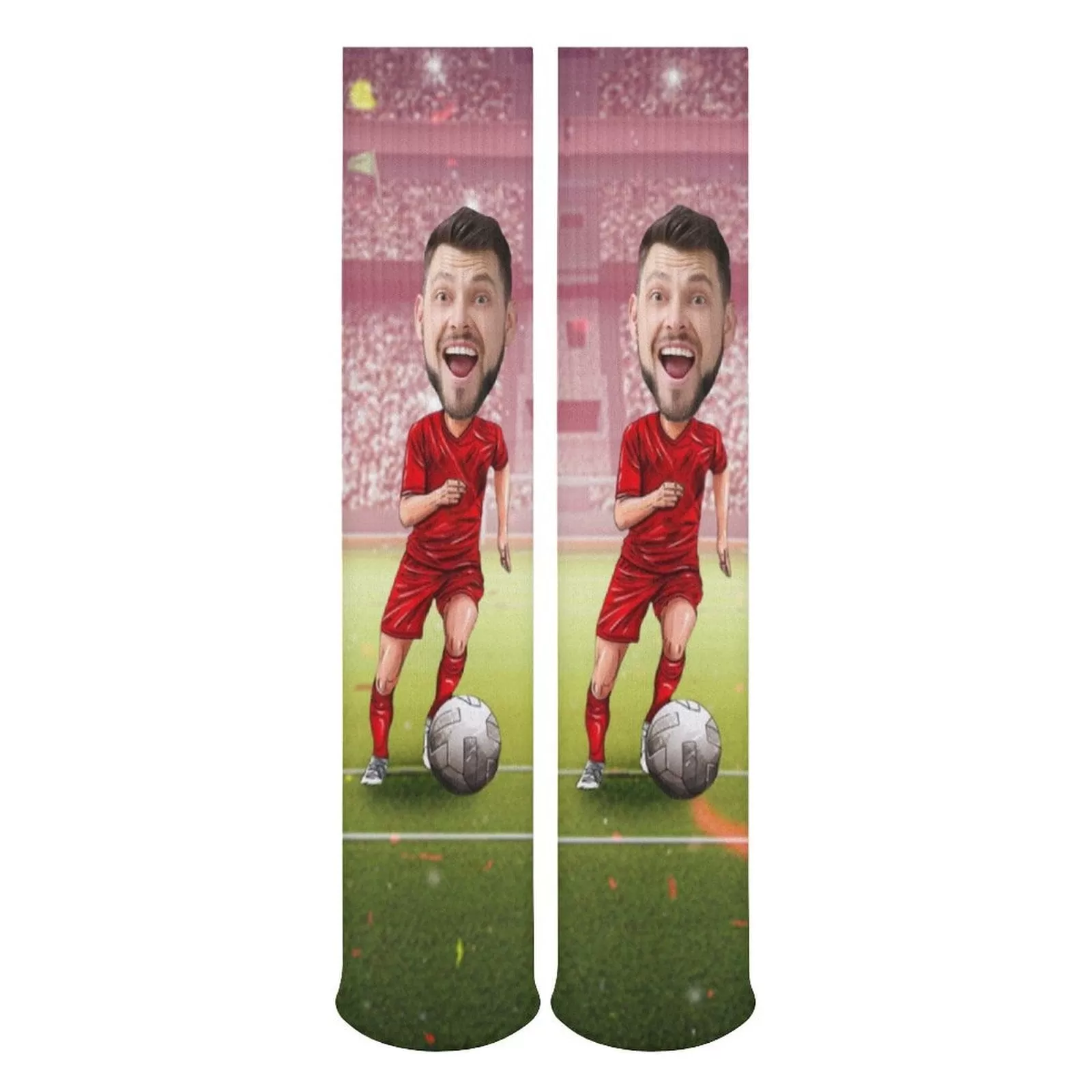 Custom Face Sublimated Crew Socks World Cup Soccer Football Personalized Pohto Face on Socks All Over Print Gift Unisex