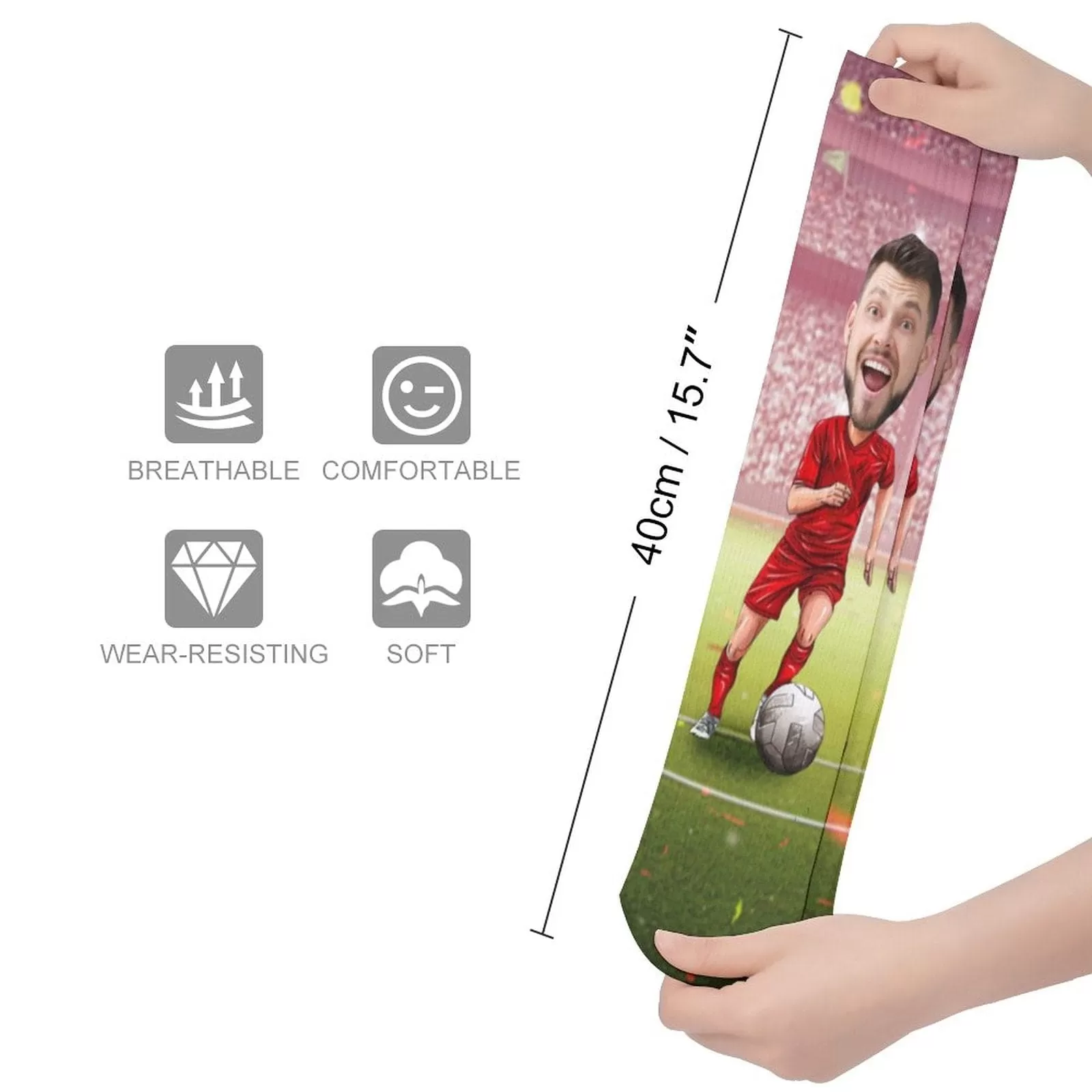 Custom Face Sublimated Crew Socks World Cup Soccer Football Personalized Pohto Face on Socks All Over Print Gift Unisex