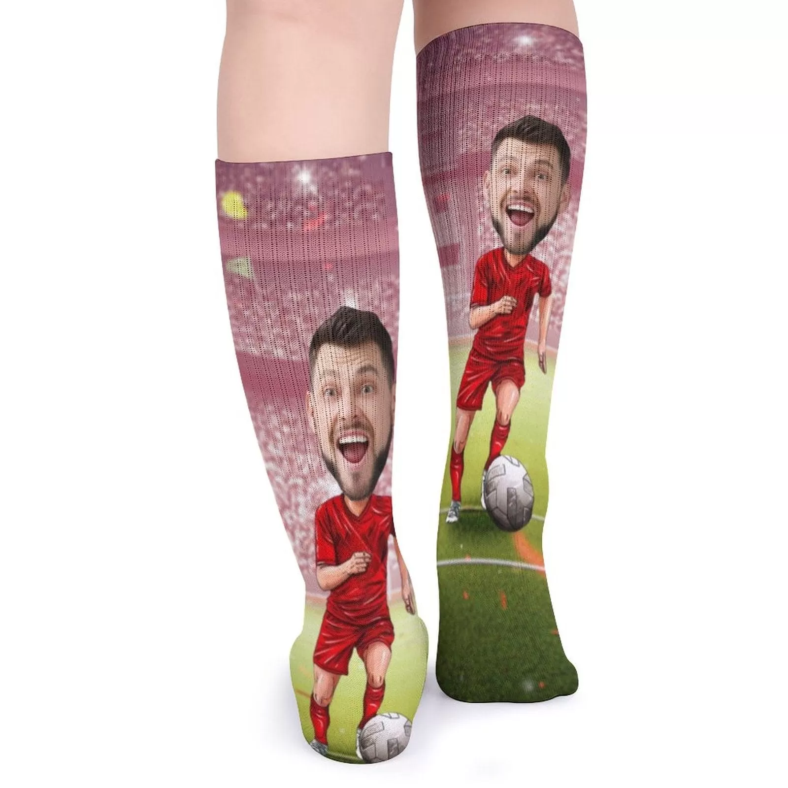 Custom Face Sublimated Crew Socks World Cup Soccer Football Personalized Pohto Face on Socks All Over Print Gift Unisex