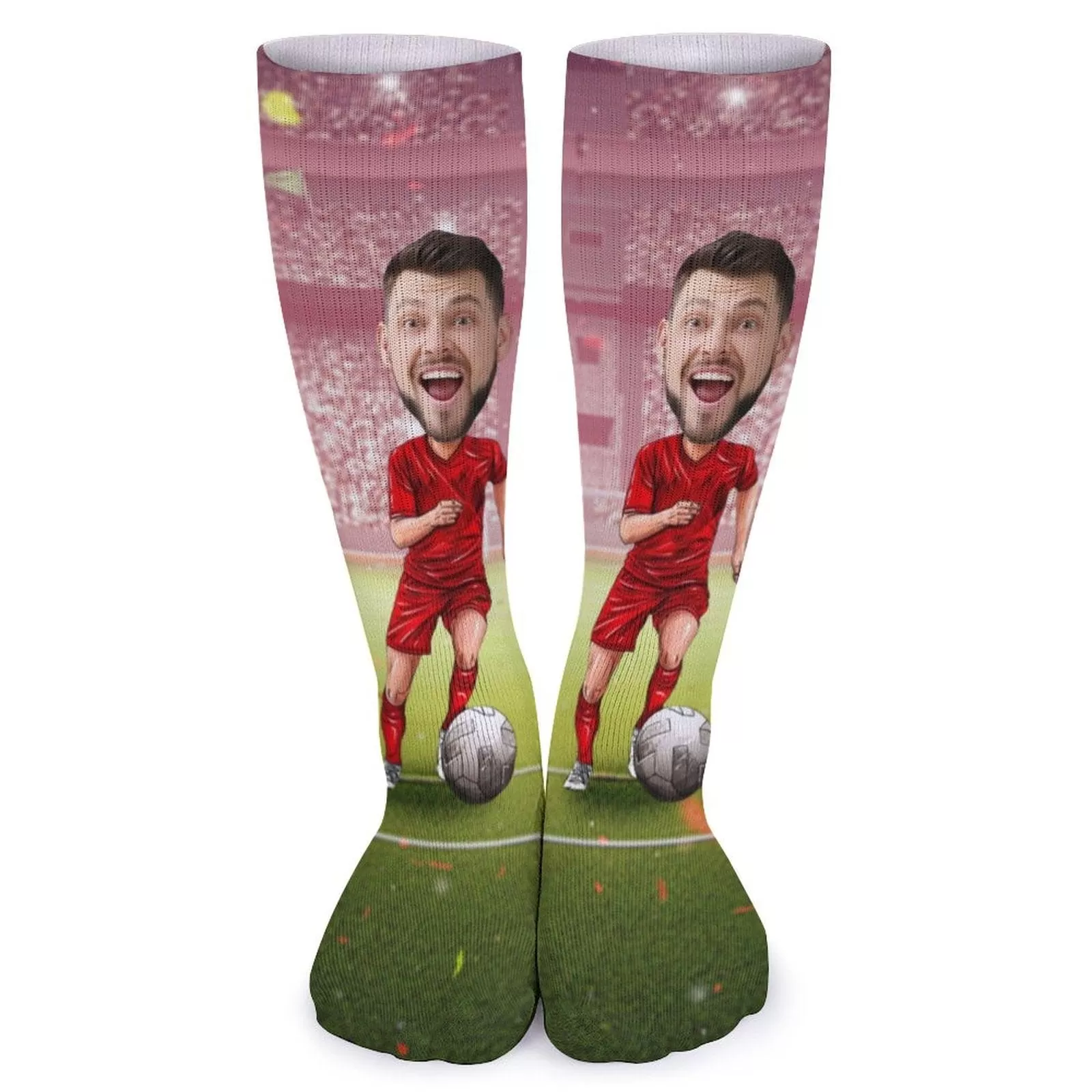 Custom Face Sublimated Crew Socks World Cup Soccer Football Personalized Pohto Face on Socks All Over Print Gift Unisex