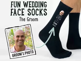 Custom Printed Photo Socks with Groom's Face