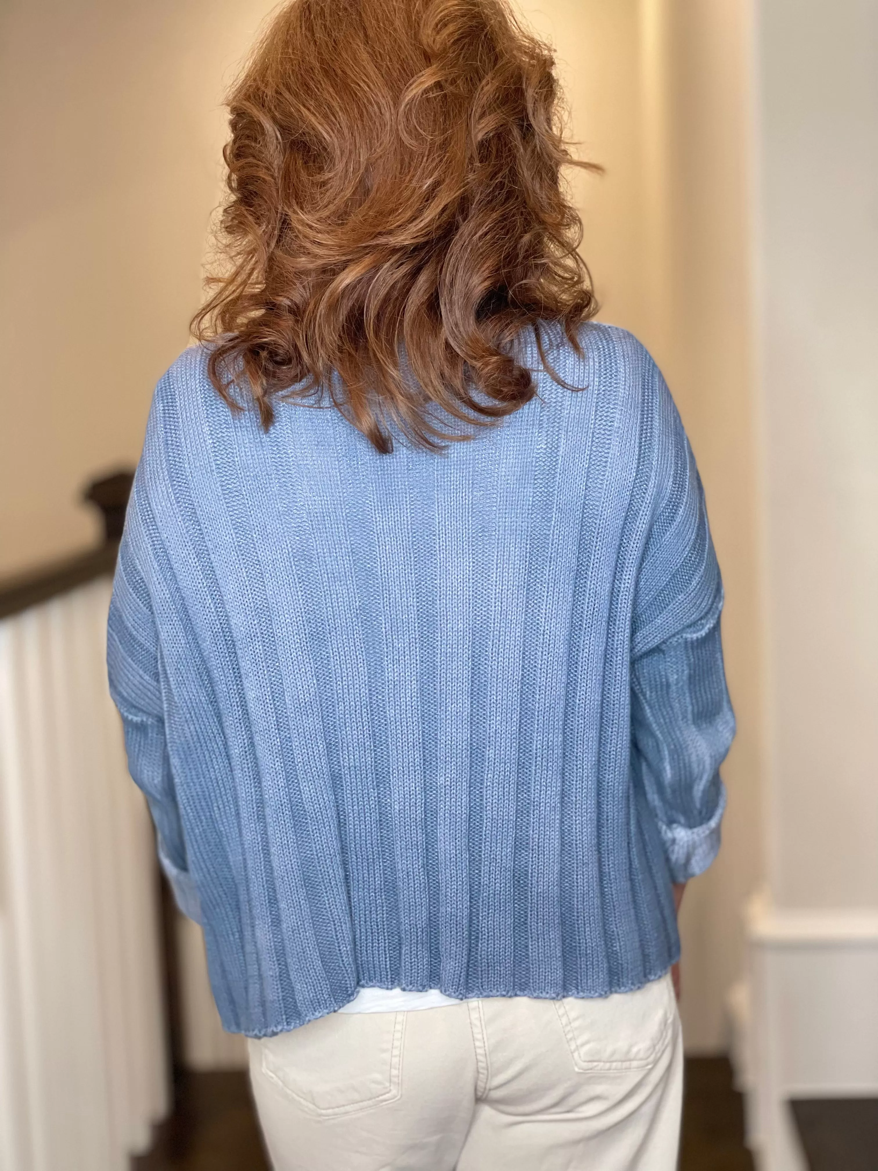 Distressed Chunky Rib Knit Sweater