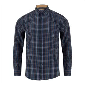 Drifter Ivano Navy, Brown & Blue Check Shirt<>