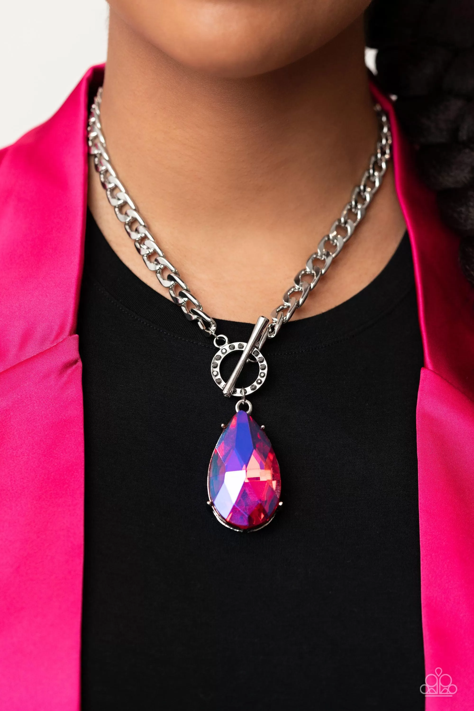 Edgy Exaggeration Pink Necklace - Paparazzi Accessories