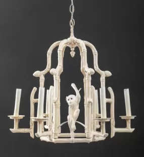 Faux Bamboo Monkey Cage Form Six Light Lantern