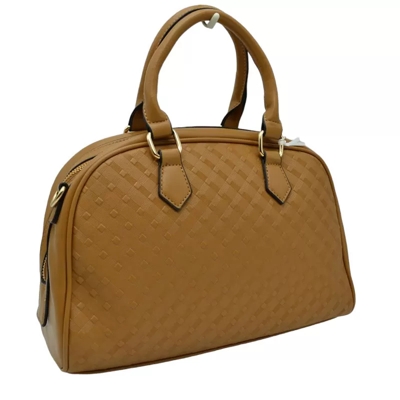 Faux Leather Quilted Pattern Top Handle Tote Bag