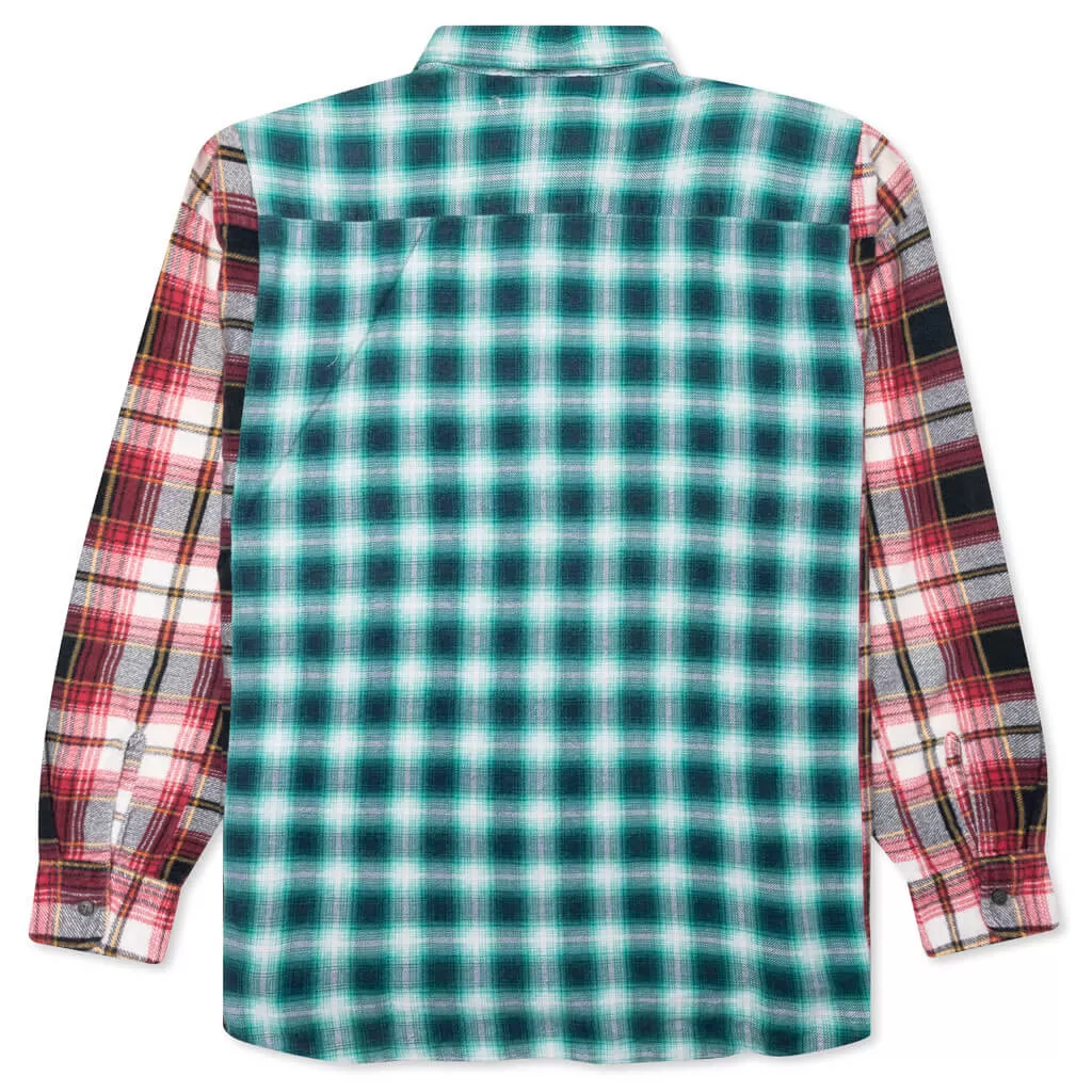 Flannel Shirt Ribbon Wide Shirt - Assorted