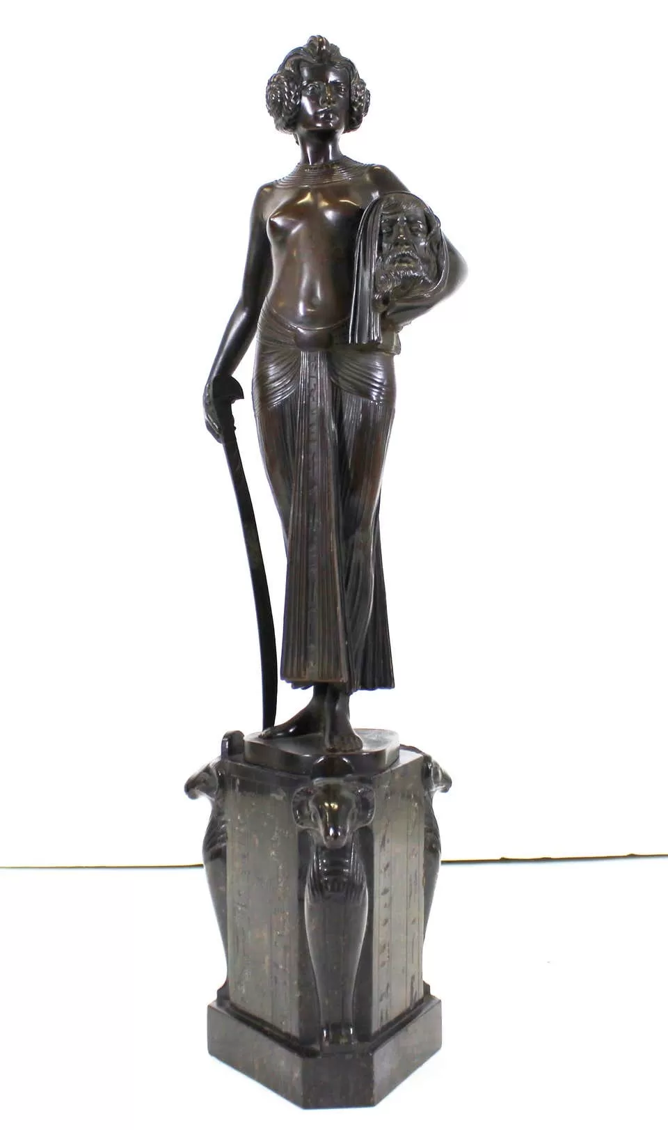 Fritz Christ German Jugendstil 'Judith' Bronze Sculpture on Marble Base