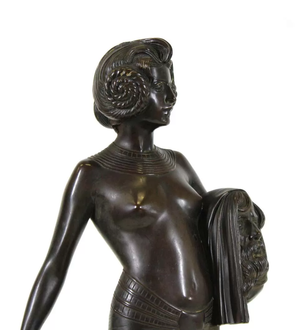 Fritz Christ German Jugendstil 'Judith' Bronze Sculpture on Marble Base