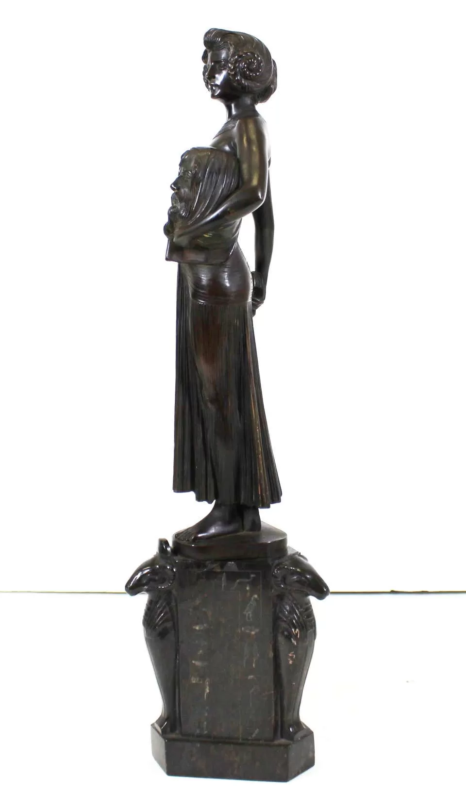 Fritz Christ German Jugendstil 'Judith' Bronze Sculpture on Marble Base