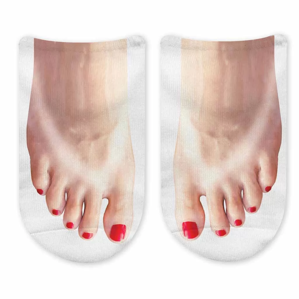 Funny Pedicure Feet Photo on Socks for Women