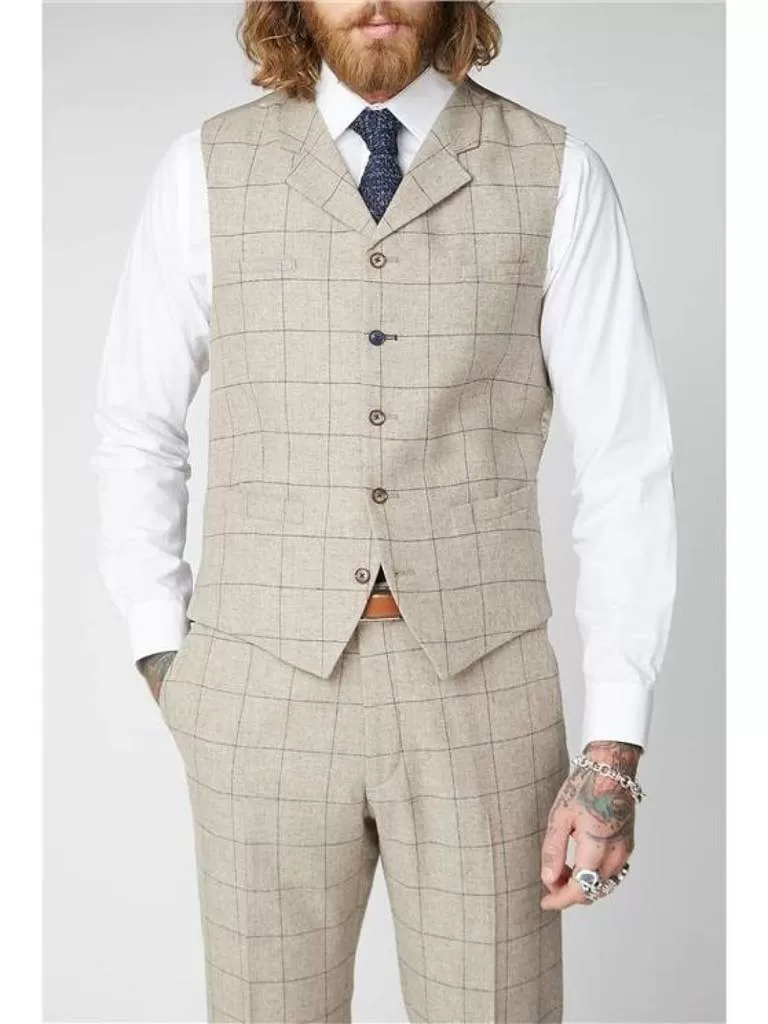 Gibson Wylam Stone Windowpane 3 Piece Tweed Suit