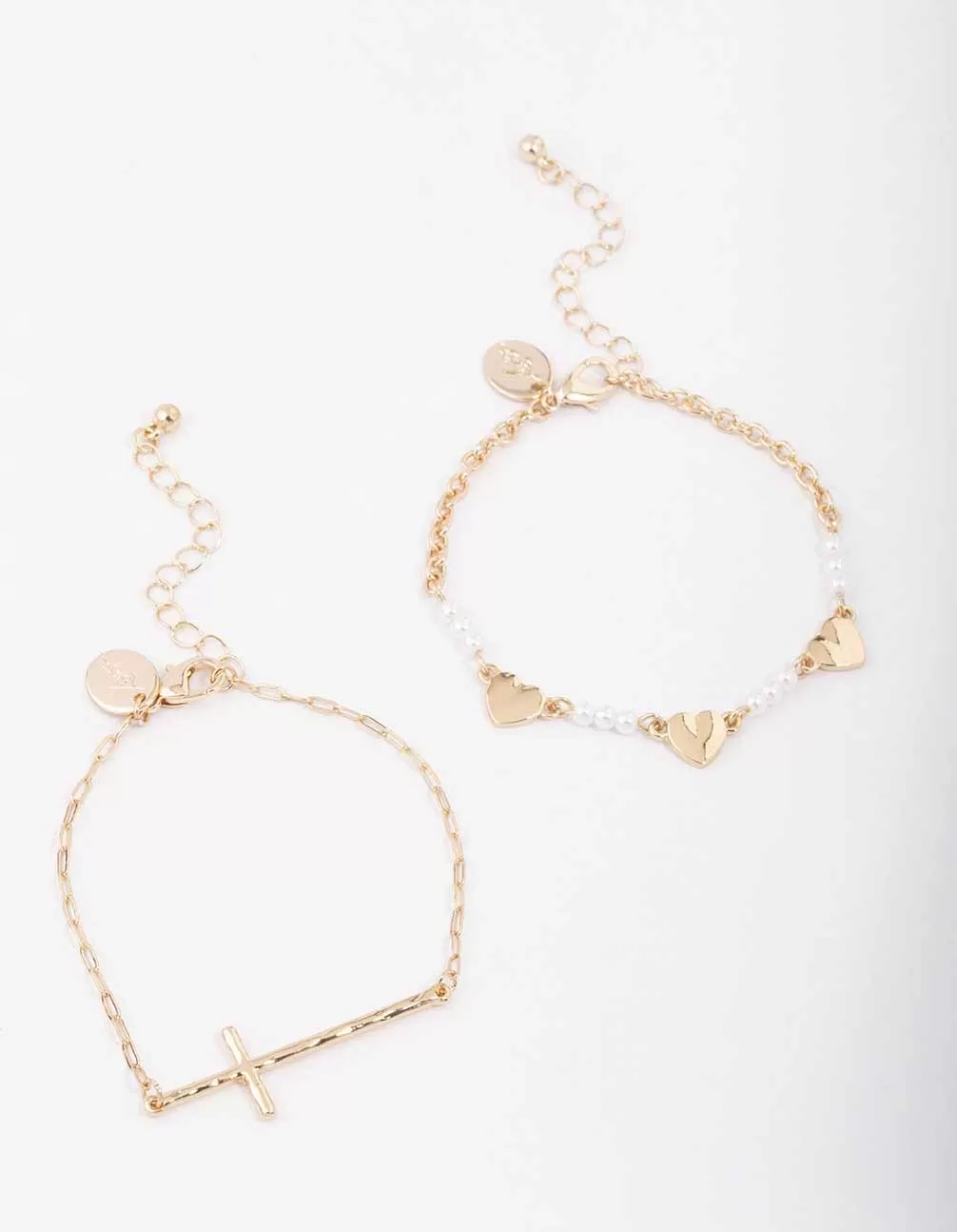 Gold Heart Cross Bracelet