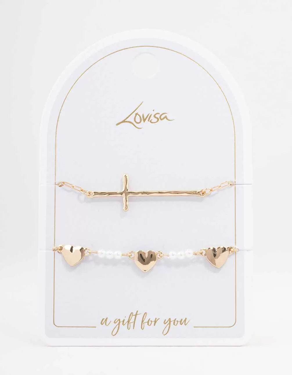 Gold Heart Cross Bracelet