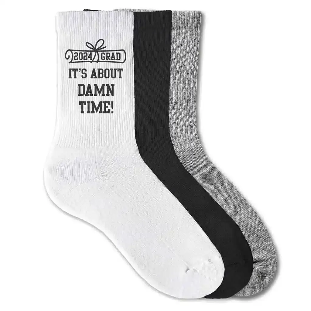 Graduation Socks for The Class of 2024 - It’s About Damn Time