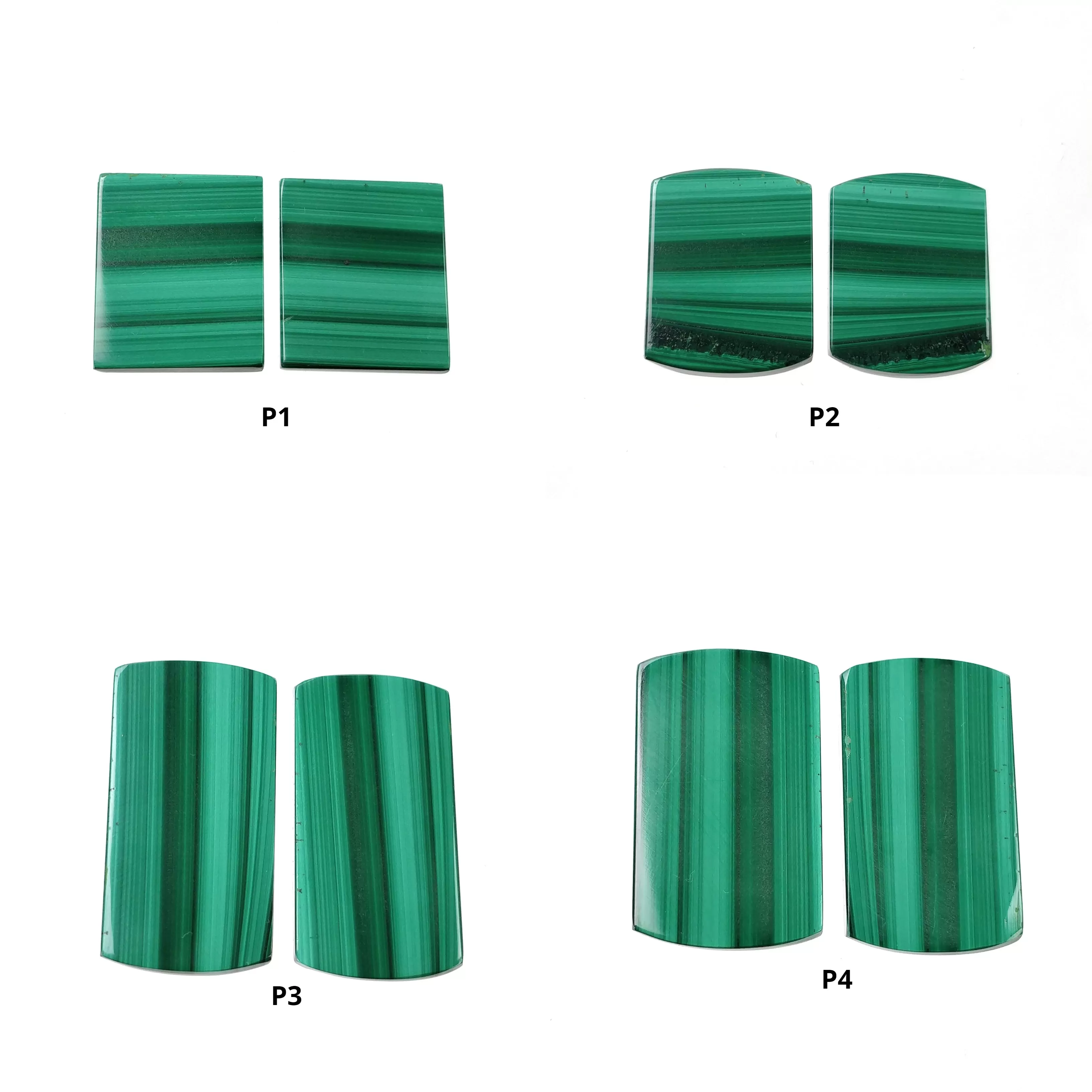 GREEN MALACHITE Gemstone Flat Slices : Natural Untreated Bi-Color Malachite Cushion Shape Pair