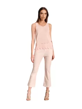 Griffai women's Capri flared trousers in pink satin DGP5059