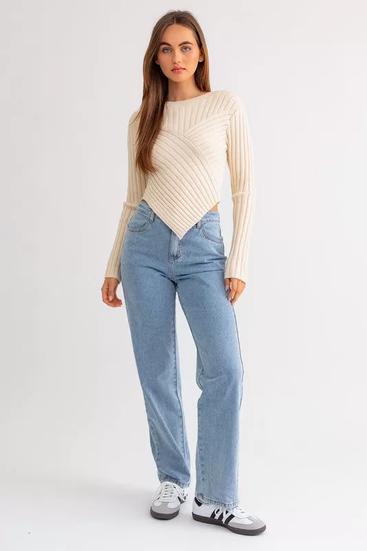 Hey Babe Asymmetrical Hem Sweater Top