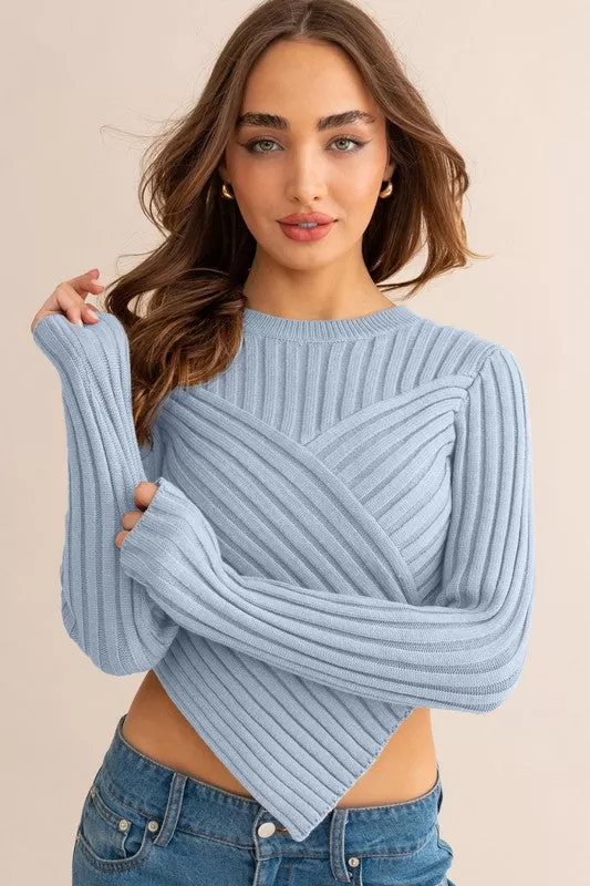 Hey Babe Asymmetrical Hem Sweater Top