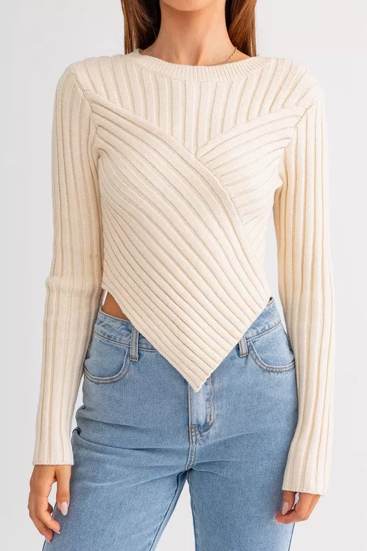 Hey Babe Asymmetrical Hem Sweater Top