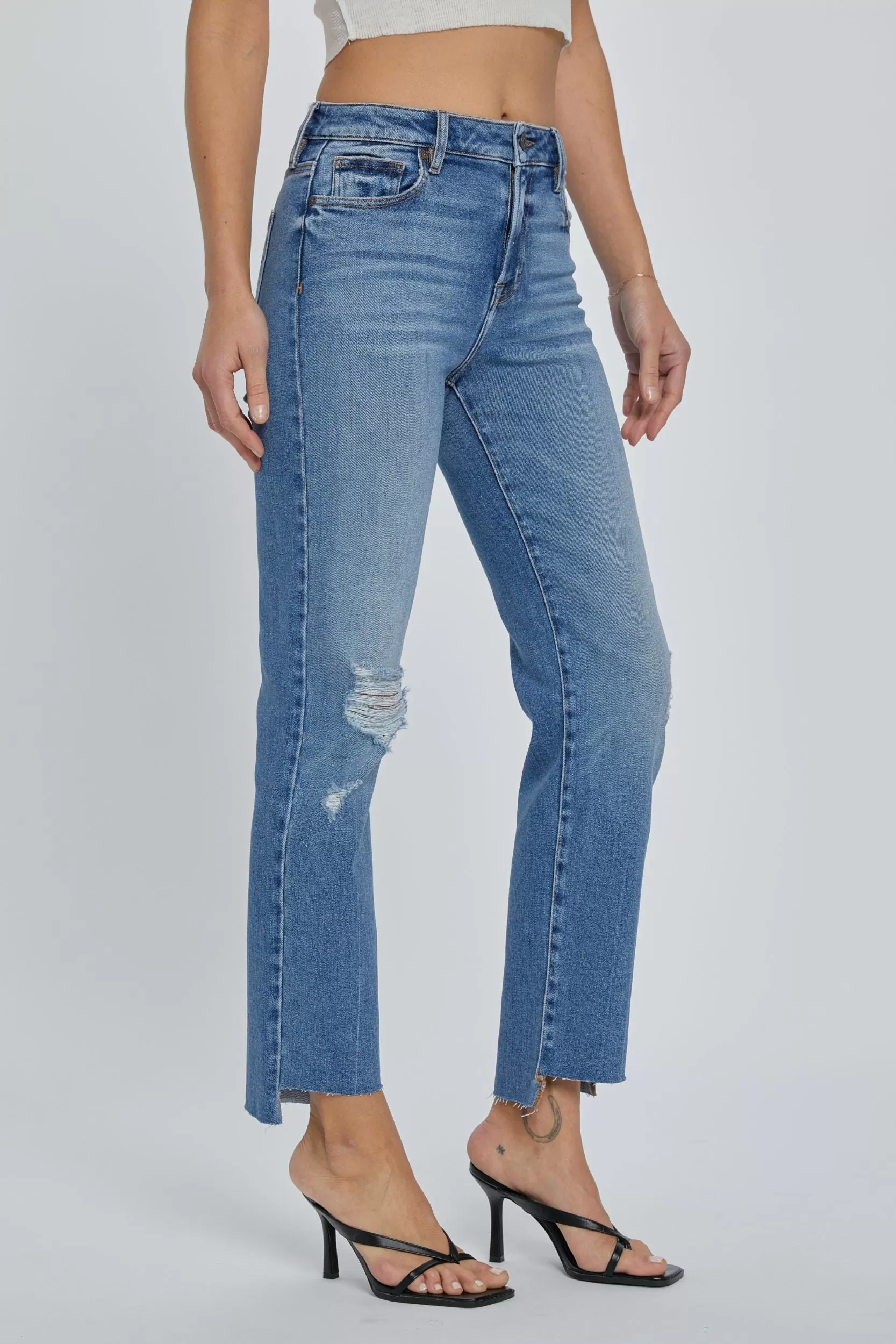 Hidden Step Hem Straight Jean