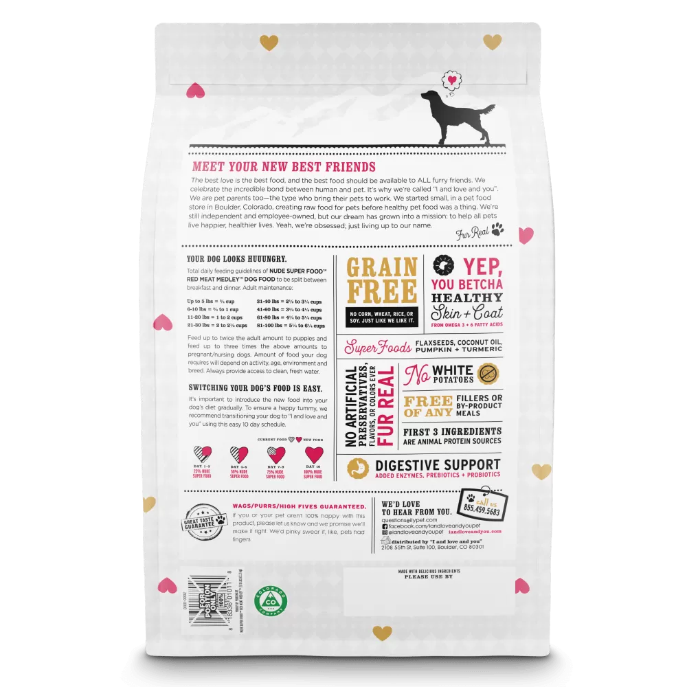 I and Love and You Grain Free Nude Super Food Red Meat Medley Dry Dog Food