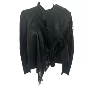 Isabel Marant Brand New Black Lambskin Fringed Scarf Jacket XS