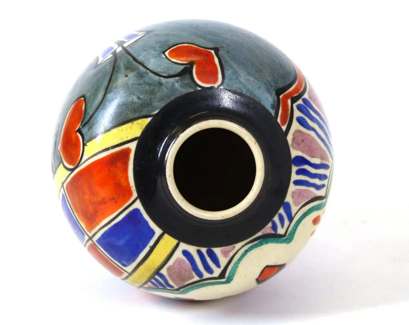 Japanese Art Deco Painted Ceramic Vase