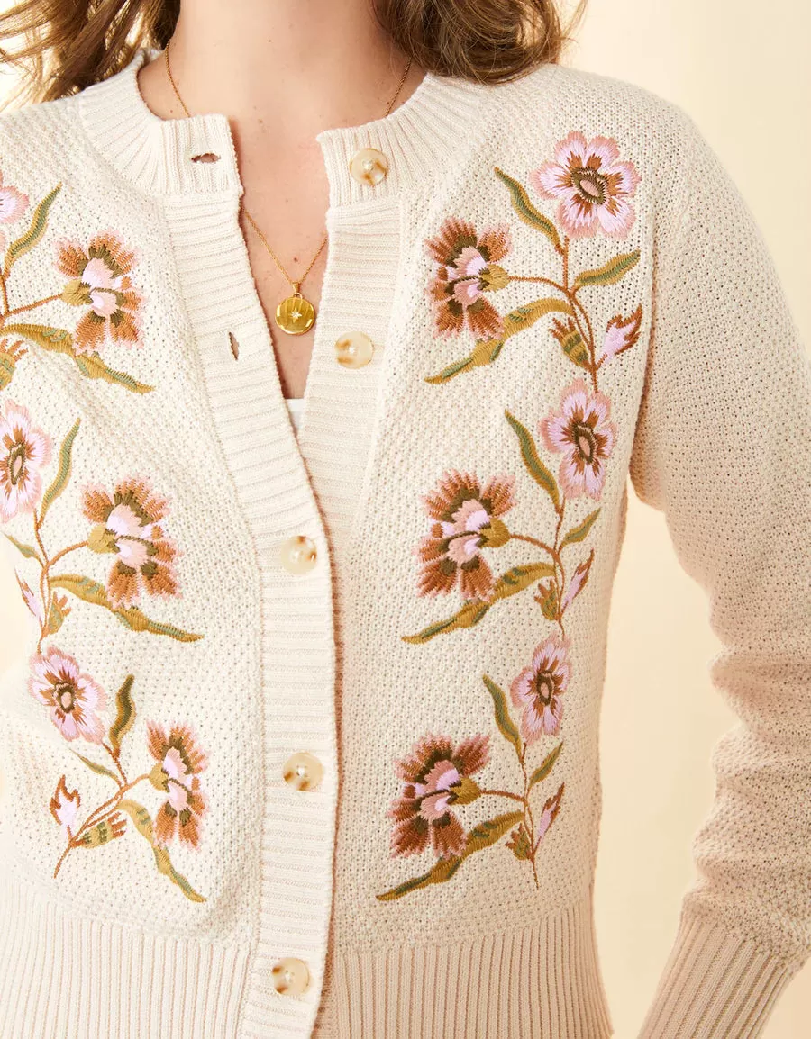 Jayme Embroidered Cardigan - Calm Waters