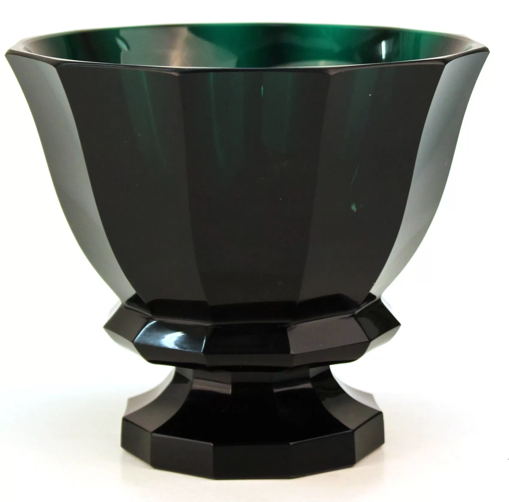 Josef Hoffmann Wiener Werkstatte Glass Vase in Dark Green