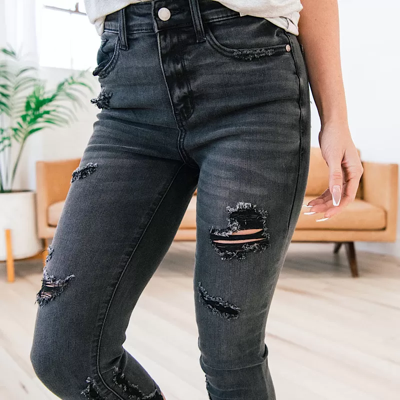 Judy Blue Has to Be Black Distressed Capris FINAL SALE