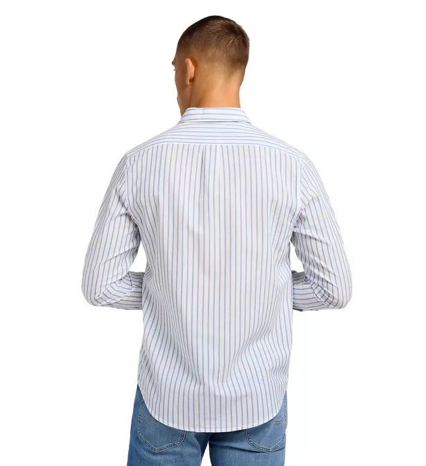 Lee long sleeve men's shirt with button neck 112349979 light blue white