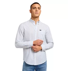 Lee long sleeve men's shirt with button neck 112349979 light blue white