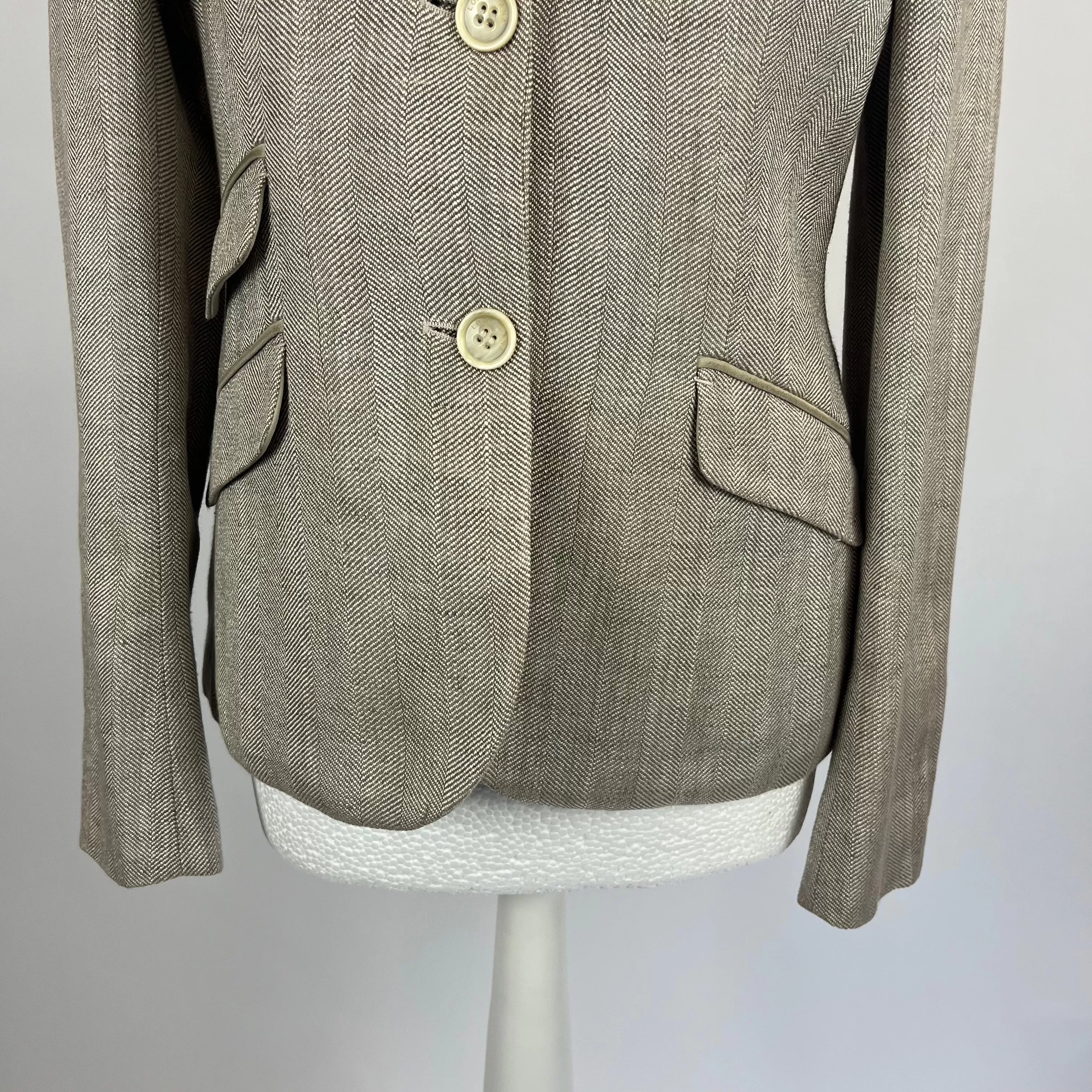 Loro Piana Moss Herringbone Linen Jacket S