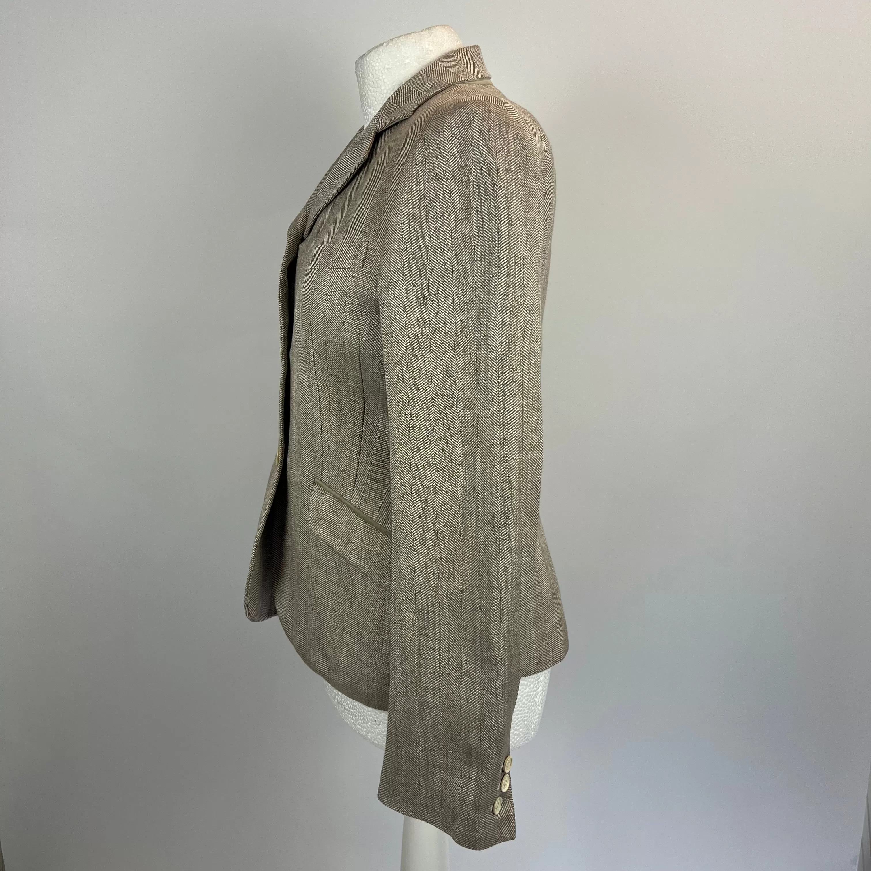 Loro Piana Moss Herringbone Linen Jacket S