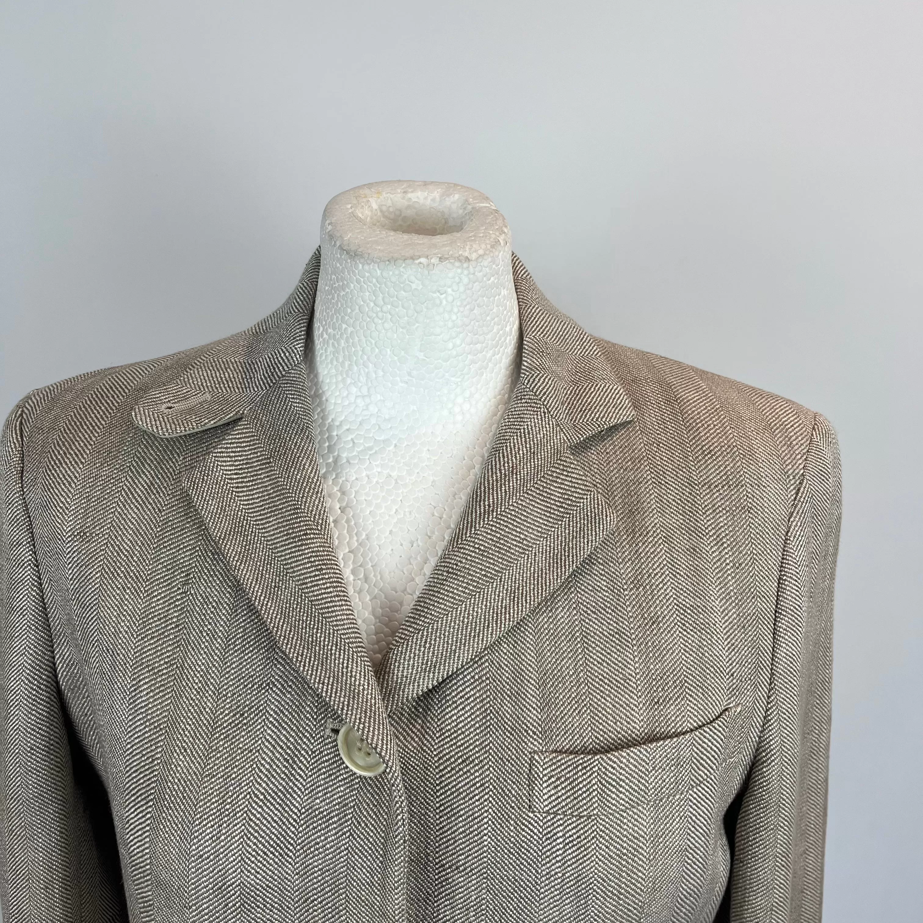 Loro Piana Moss Herringbone Linen Jacket S