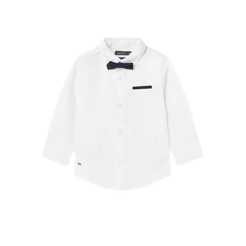 Mayoral Baby  Long Sleeve Dress Shirt with BowTie _White 1115-40