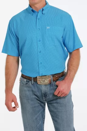 Men's Cinch Arena Flex Print Button Down Short Sleeve-Blue