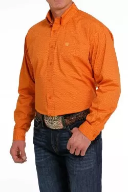 MEN'S CINCH GEOMETRIC PRINT BUTTON-DOWN WESTERN SHIRT - ORANGE