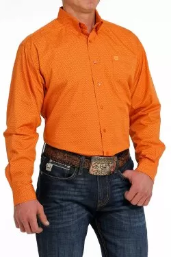 MEN'S CINCH GEOMETRIC PRINT BUTTON-DOWN WESTERN SHIRT - ORANGE