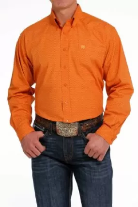 MEN'S CINCH GEOMETRIC PRINT BUTTON-DOWN WESTERN SHIRT - ORANGE