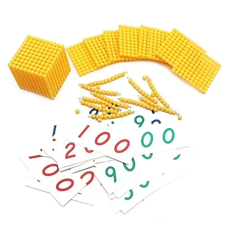 Montessori Materials Bead Math Toy Gold Beads Symbols With Trays Decimal Bank Game Decimals Learning for Preschool Student Gift