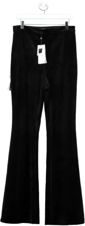 Nadine Merabi Black Davina Velvet Flared Trousers UK L