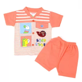 Newborn Boy Half Sleeves Suit - Peach