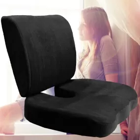 Orthopedic Comfort Memory Foam Coccyx Seat Pad and Back Support Set