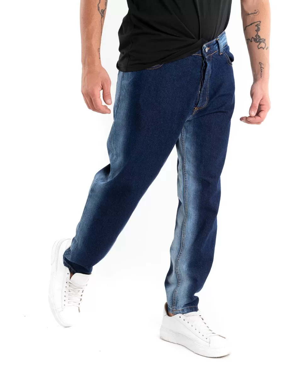 Pantaloni Jeans Uomo Loose Fit Sfumato Denim Scuro Cinque Tasche GIOSAL-P5483A